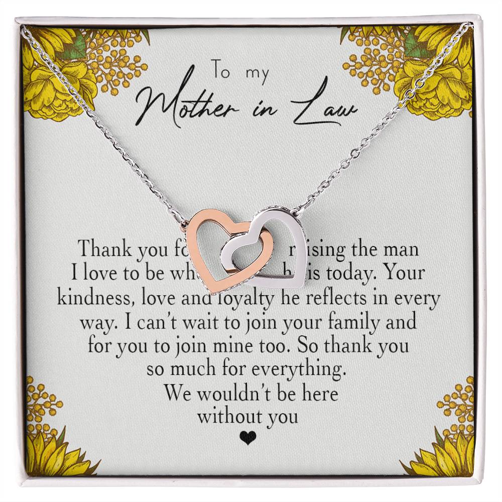 To My Mother In Law Thank You For Raising The Man I Love Heart Necklace Interlocking Hearts Necklace