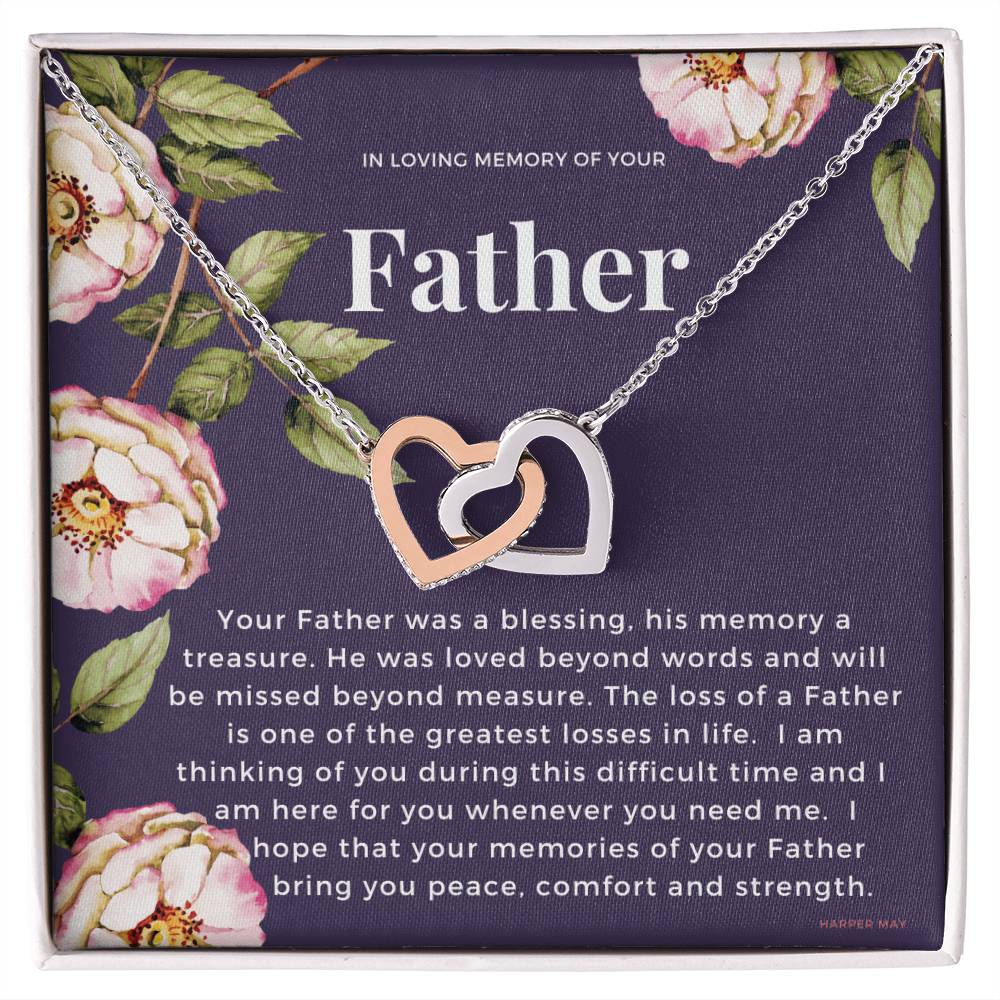 Loss Of Father Interlocking Hearts Necklace