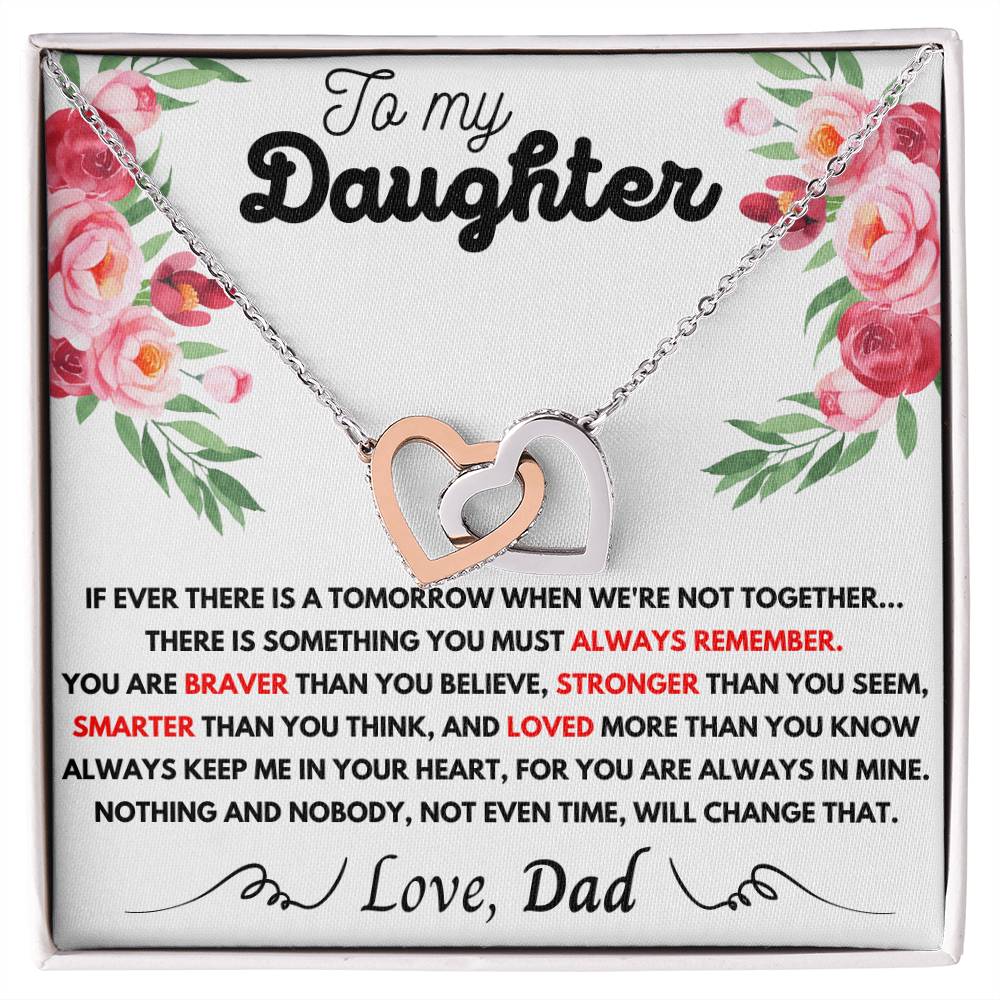 To My Daughter - My Love Is Forever Dad - Necklace Interlocking Hearts Necklace