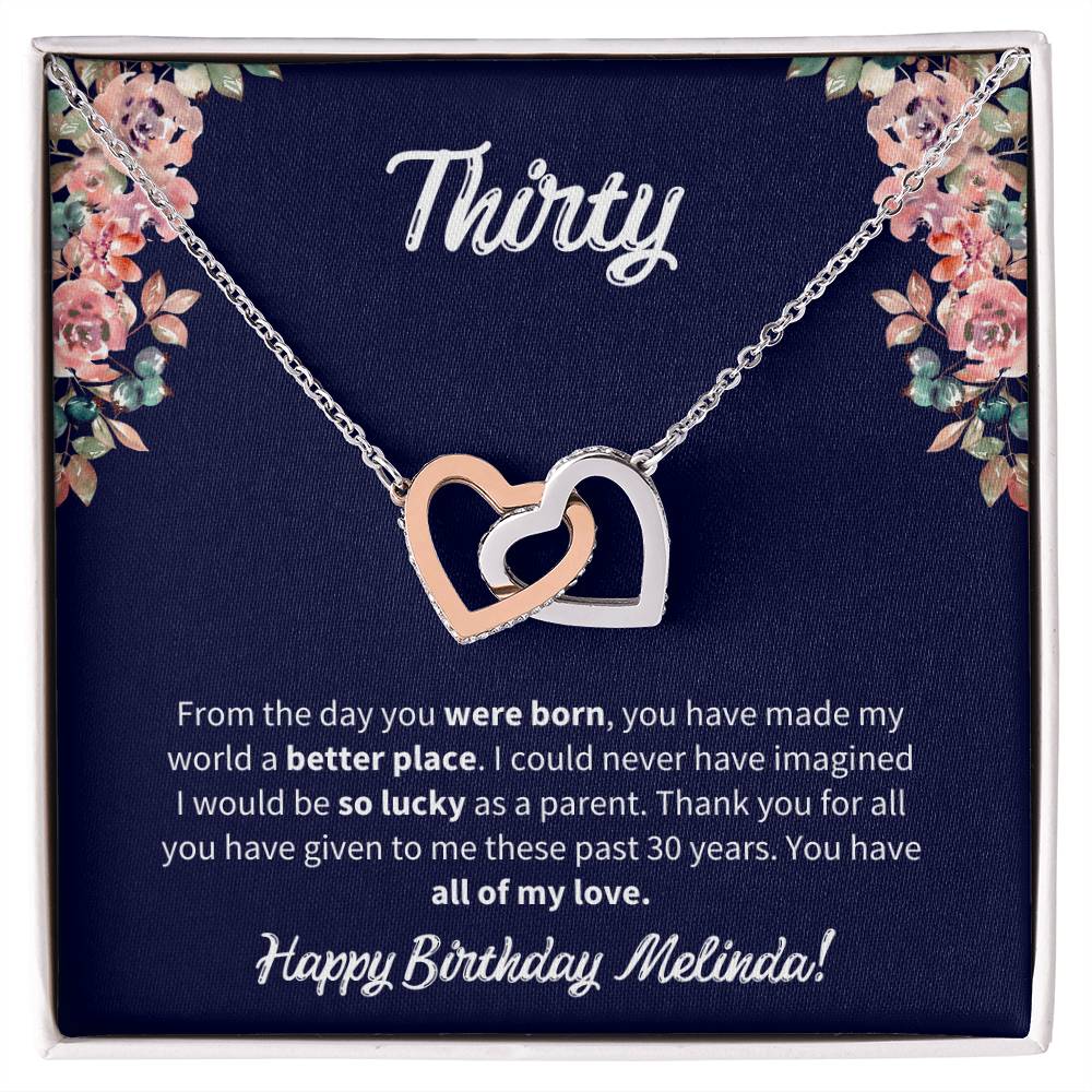 Thirty Birthday All Of My Love Interlocked Hearts Necklace Interlocking Hearts Necklace