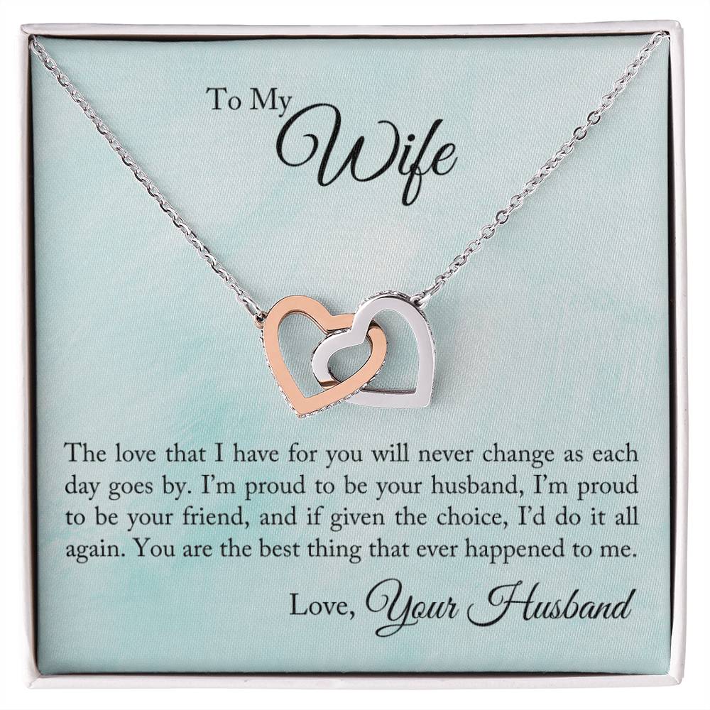 To My Wife - I'M Proud To Be Your Husband - Interlocking Heart Necklace Interlocking Hearts Necklace