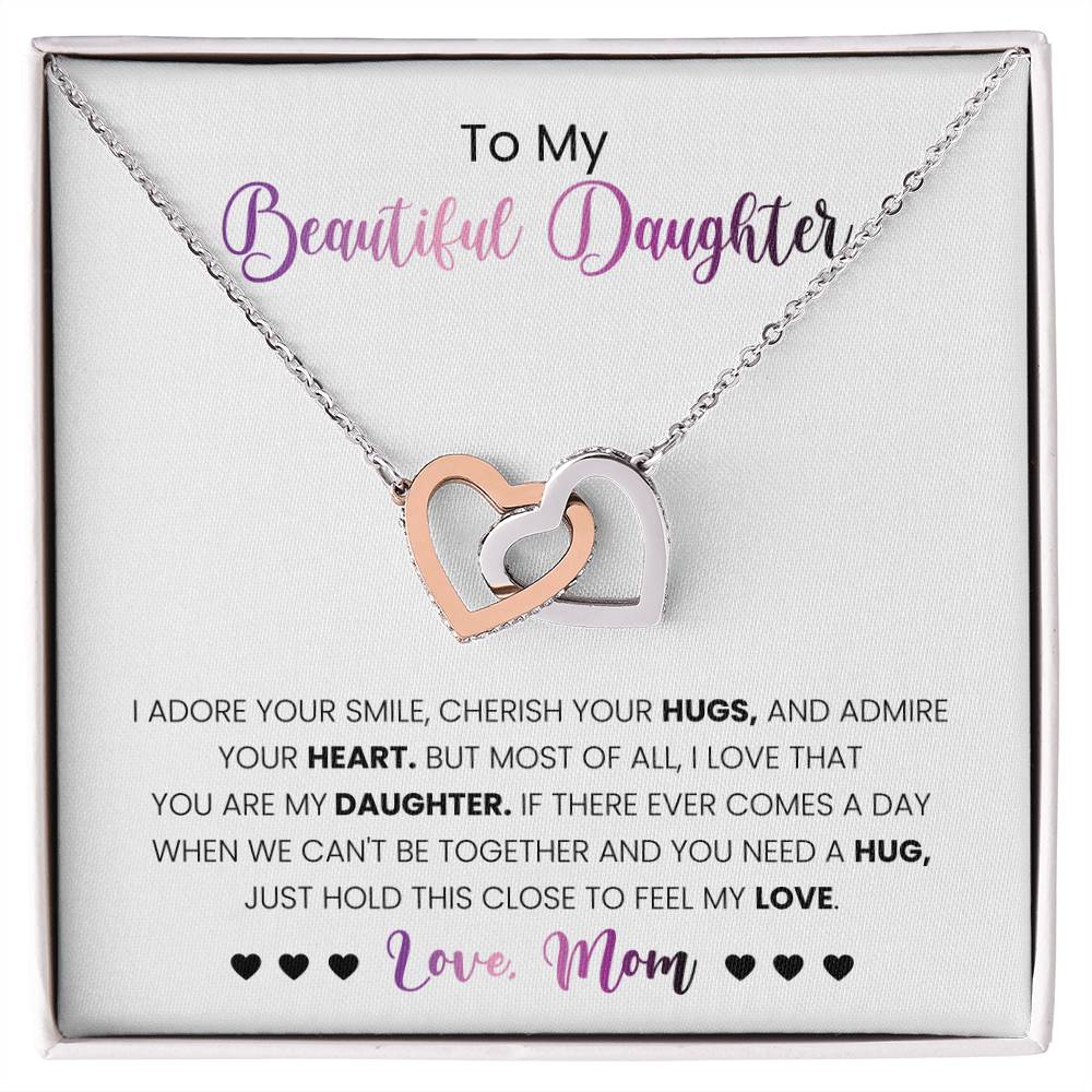 My Daughter - I Adore Your Smile Interlocking Hearts Necklace