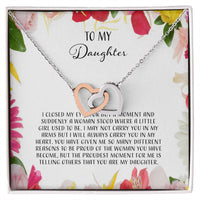 To My Daughter I Close My Eyes For A Moment - Floral Interlocking Hearts Necklace
