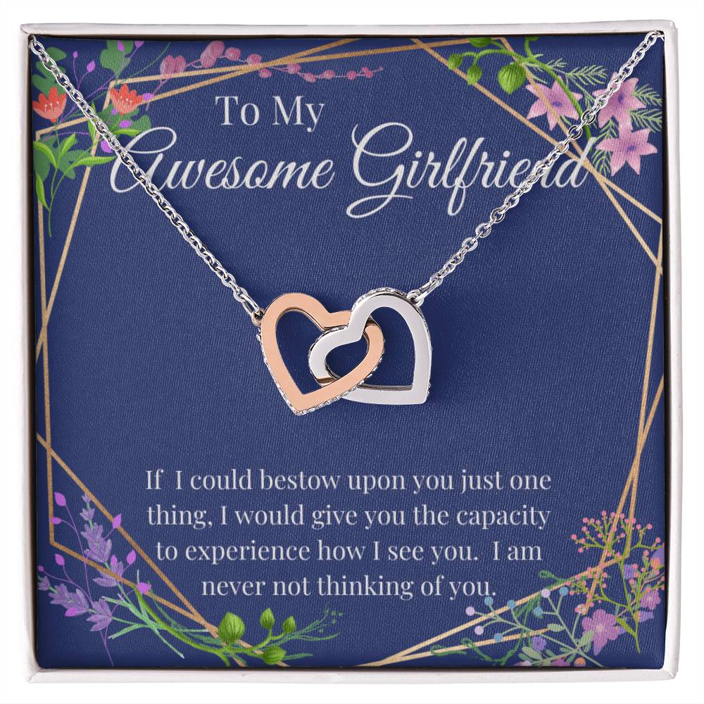 Awesome Girlfriend Interlocking Hearts Necklace Gift