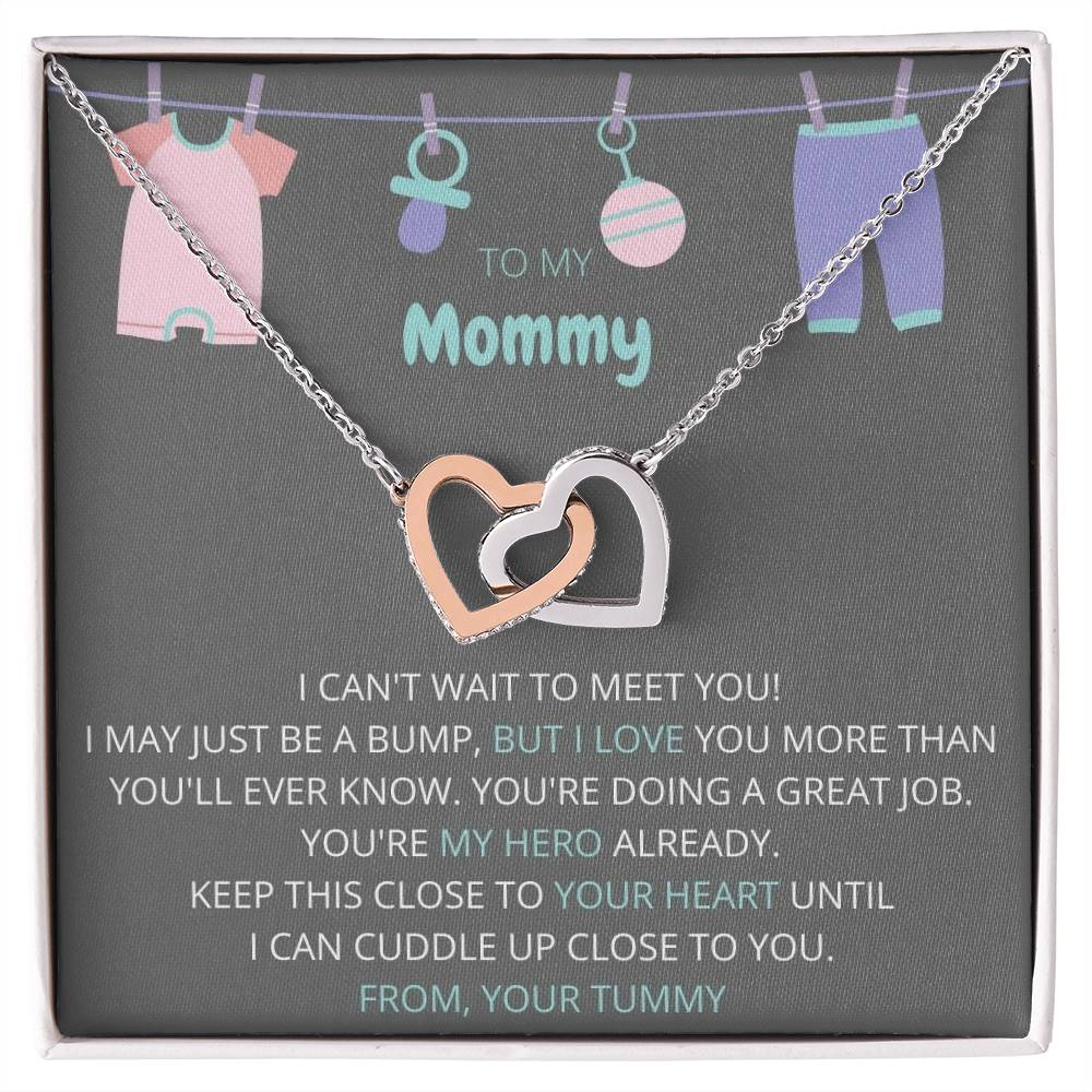 To My Mommy Necklace Gift For Expecting Moms Interlocking Hearts Necklace