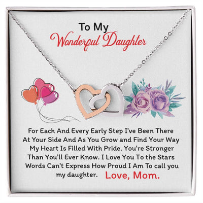 To My Daughter - Black Friday Special Interlocking Hearts Necklace