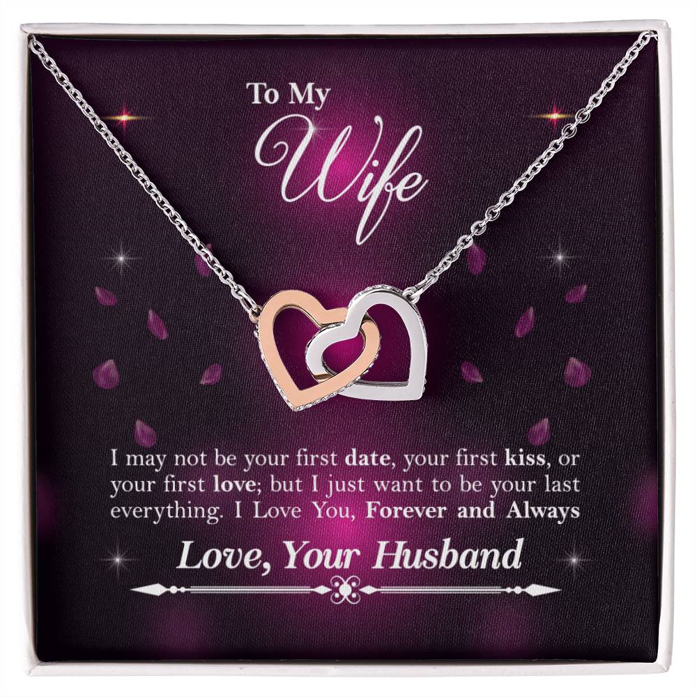To My Wife Interlocking Hearts Necklace - Gift For Wife