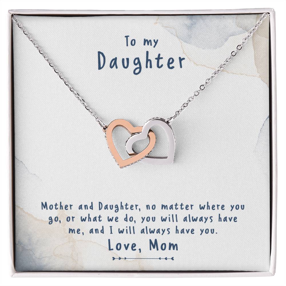 To My Daughter Interlocking Hearts Necklace Message Card