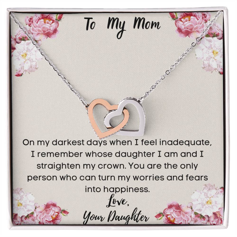 To My Mom From Your Daughter Interlocking Necklace Interlocking Hearts Necklace