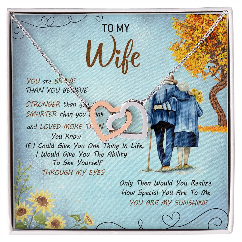 To My Wife You&#39;Re My Sunshine Interlocking Love Necklace Mother&#39;S Day Message Card From Husband Interlocking Hearts Necklace
