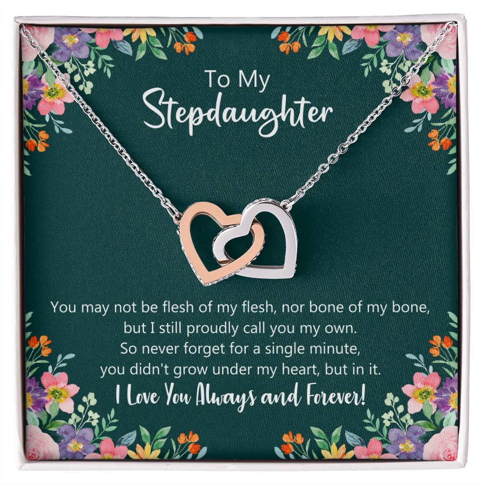 I Proudly Call You My Own - Stepdaughter Gift Necklace Interlocking Hearts Necklace