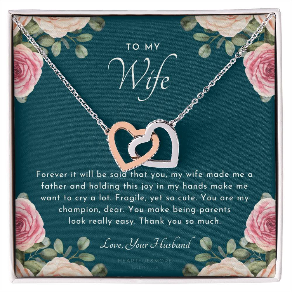 Postpartum Gift For Wife Gift For Wife Post Pregnancy Becoming A Mother Gift Gift For Wife Birth Wife After Pregnancy Necklace Wife Becoming A Mom Interlocking Hearts Necklace