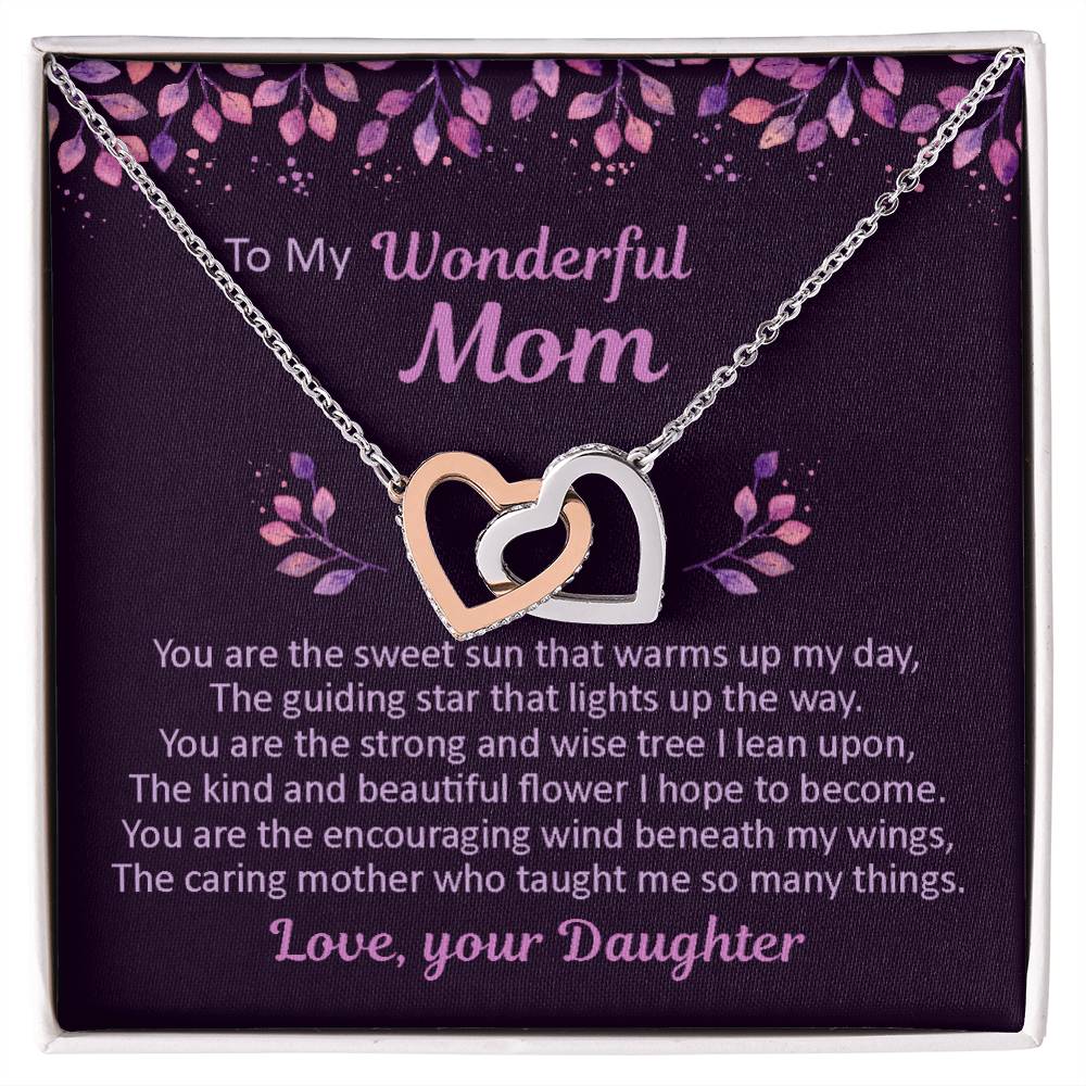 To My Mom - You Are The Sweet Sun - Necklace Interlocking Hearts Necklace