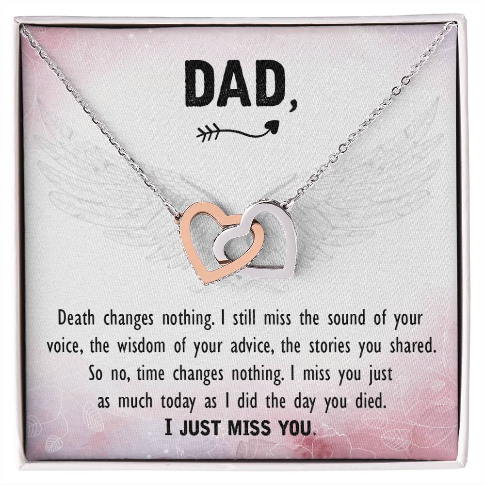 Personal Father Memorial Remember Dad Necklace Gift For Loss Dad Angel Wing Condolence Jewelry Grieving Friend Gift Interlocking Hearts Necklace
