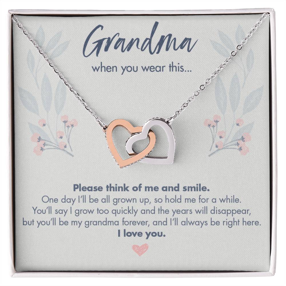 Gift From Baby Or Toddler To Grandma - Grandma When You Wear This Necklace Interlocking Hearts Necklace