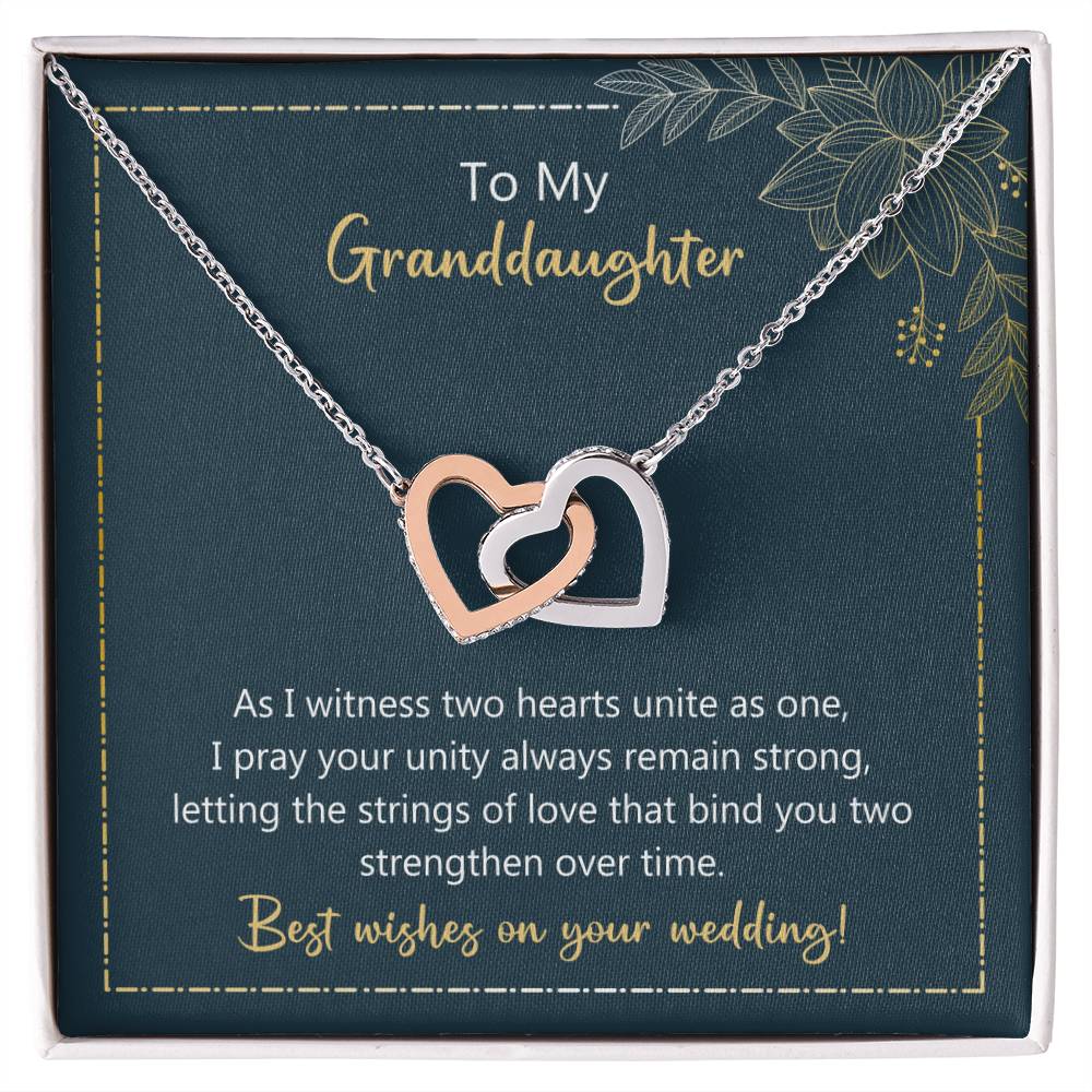 To My Granddaughter Two Hearts Unite As One Necklace Interlocking Hearts Necklace