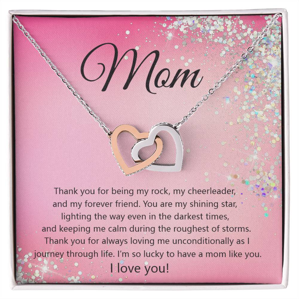 Thank You Mom Hearts Necklace Interlocking Hearts Necklace