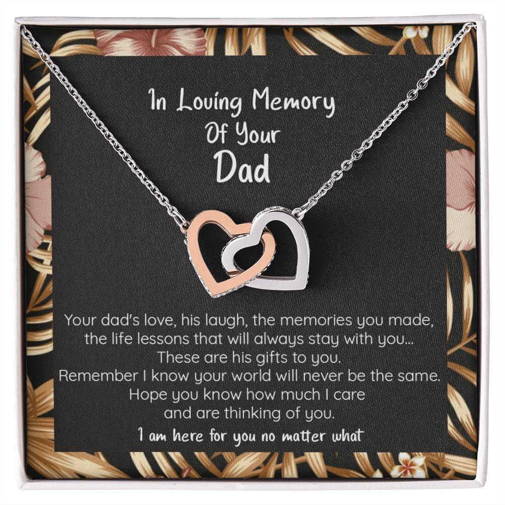Loss Of Dad Gift - Thinking Of You - Connected Hearts Interlocking Hearts Necklace