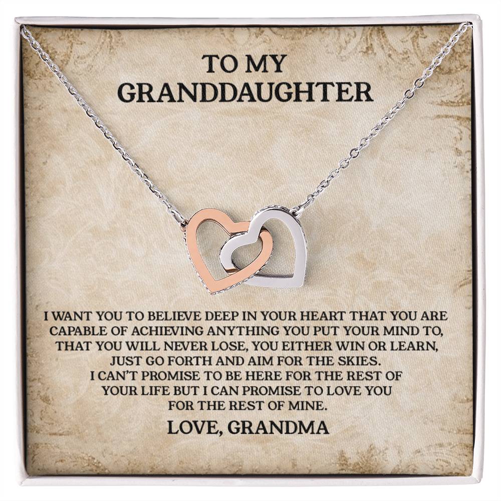 To My Granddaughter - Love Grandma Interlocking Hearts Necklace