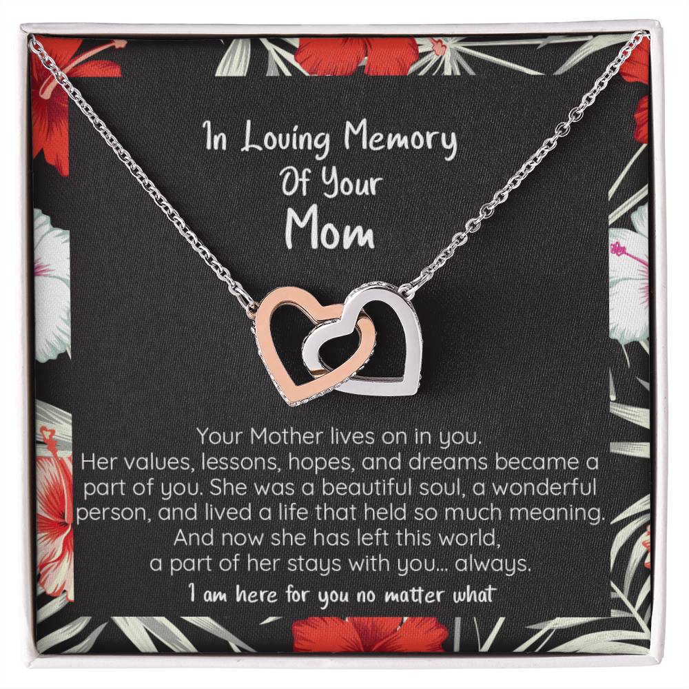 Loving Memory Of Your Mom - Sympathy Heart Necklace Interlocking Hearts Necklace
