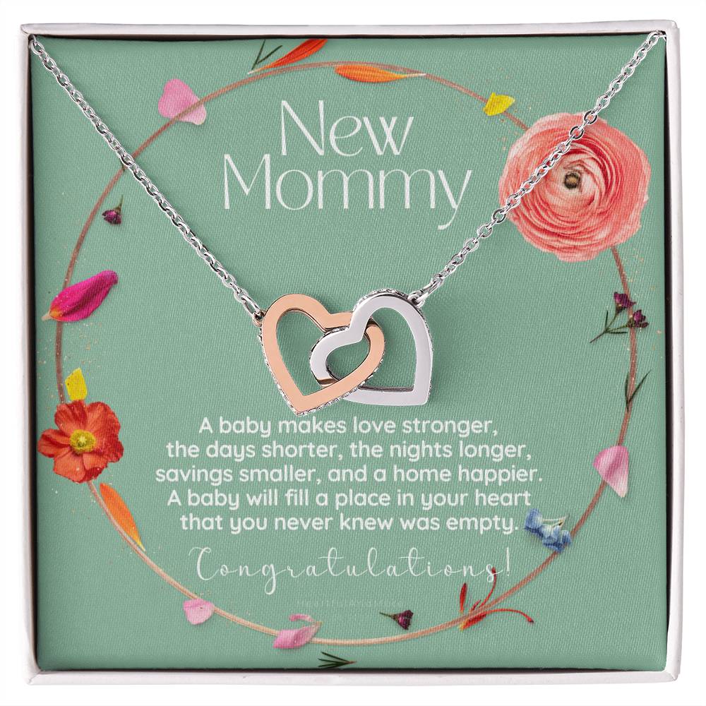 Mom To Be Necklace New Mom Necklace First Time Mom Necklace Pregnancy Gift New Mom Gift New Mommy Gift New Mom Gift Jewelry Interlocking Hearts Necklace
