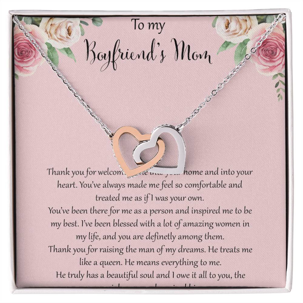 To My Boyfriends Mom - Pink Interlocking Hearts Necklace