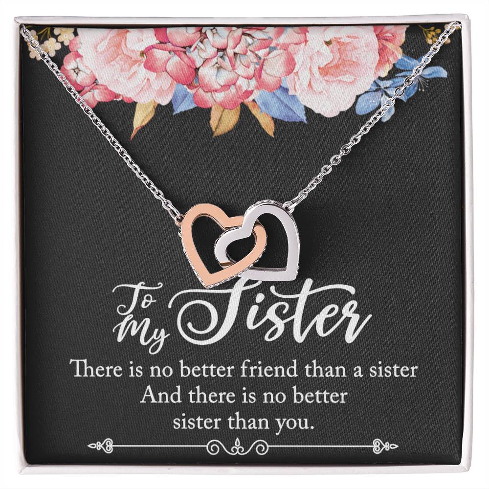 To My Sister Necklace Interlocking Hearts Necklace