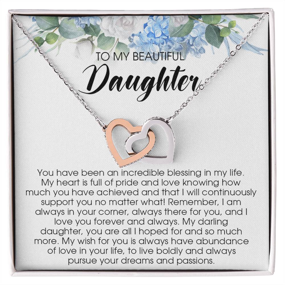 To My Beautiful Daughter Necklace Gift For Daughter From Mom Daughter Necklace Interlocking Hearts Necklace