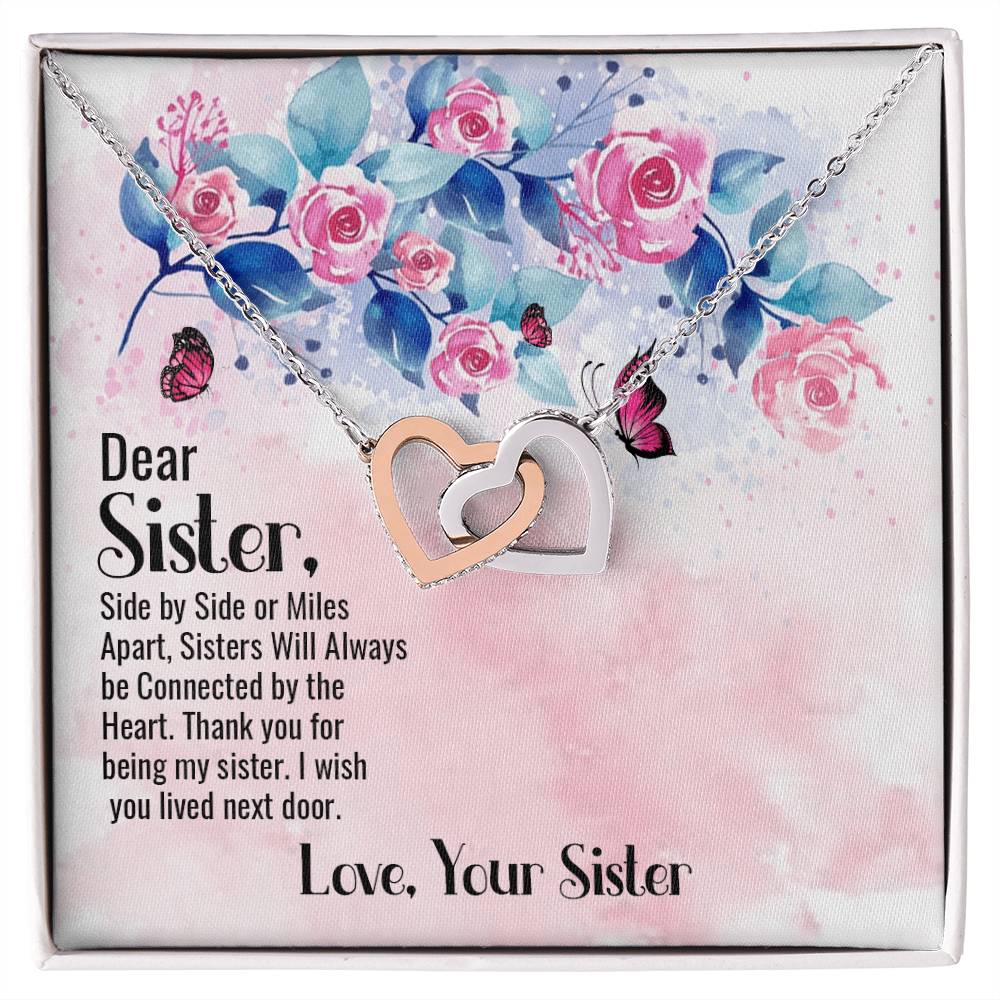 Beautiful Gift For Big Sister Two Hearts Embellished Jewelry Interlocking Hearts Necklace