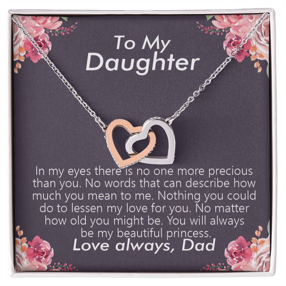 To My Daughter - Always Be My Princess Necklace - [Limited Time Offer] Interlocking Hearts Necklace