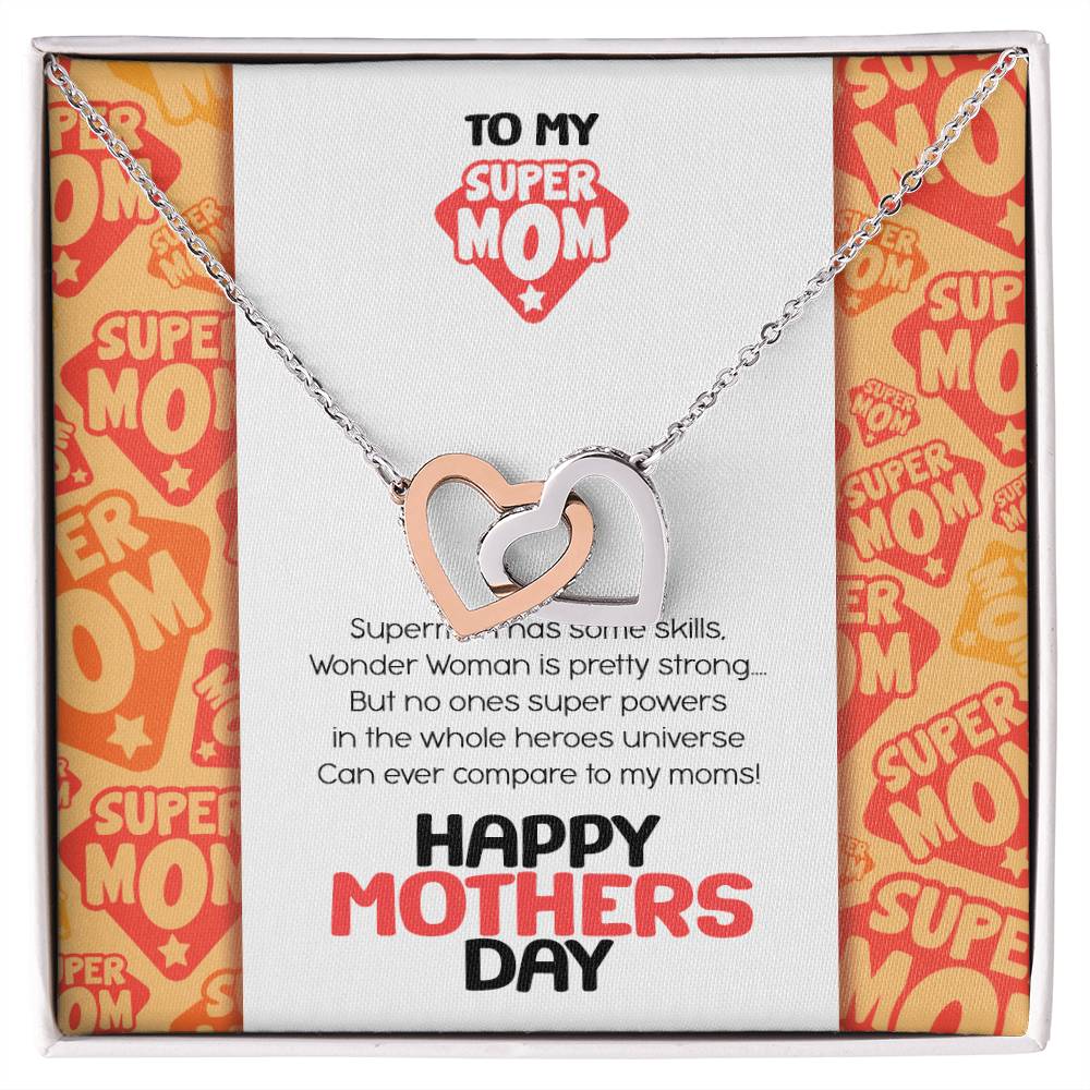 Super Mom Mothers Day Gift Necklace Interlocking Hearts Necklace