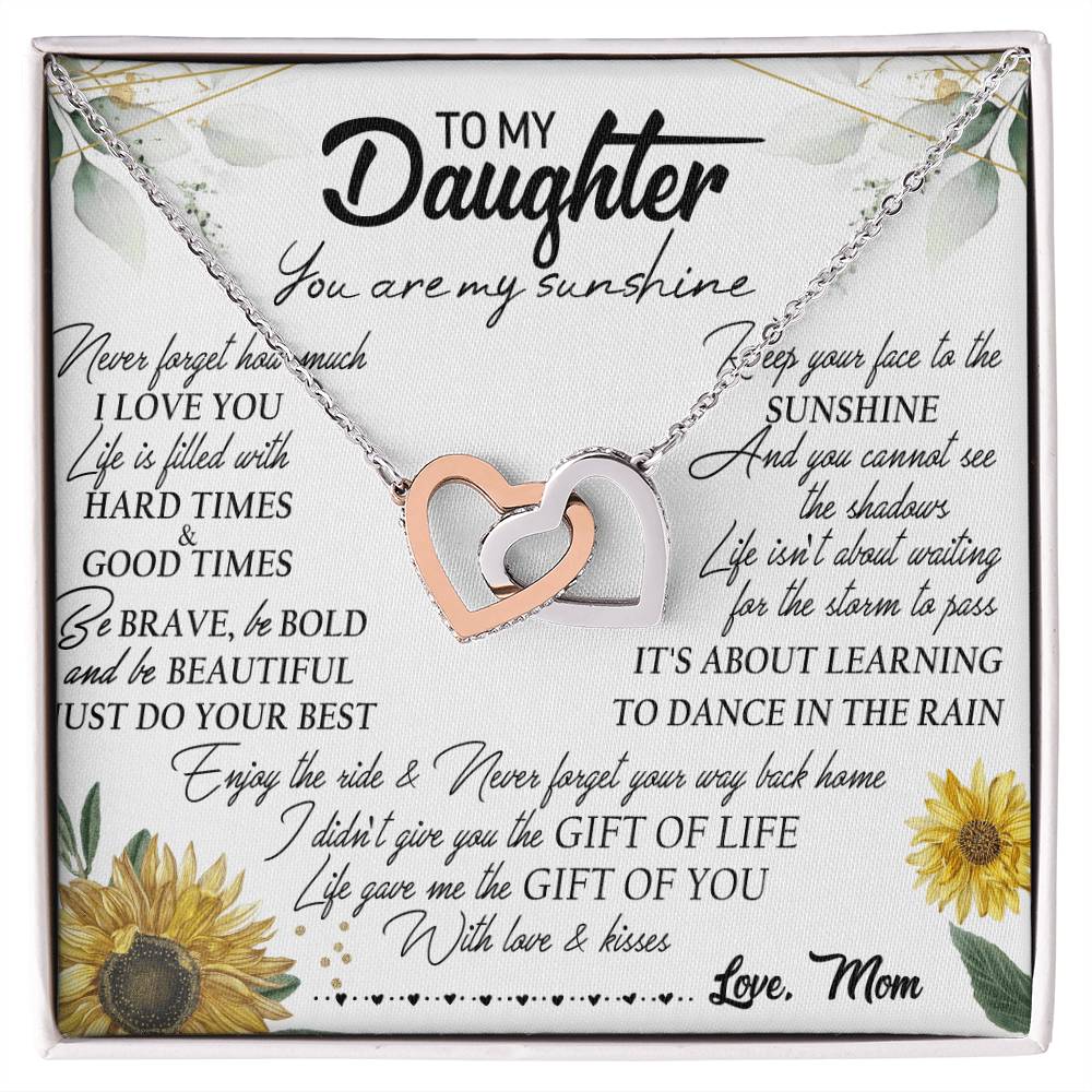 To My Daughter Interlocking Hearts Necklace Message Card
