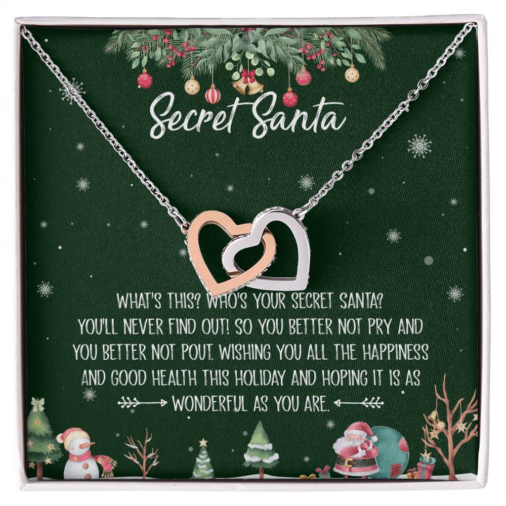 Secret Santa Interlocking Hearts Necklace Message Card