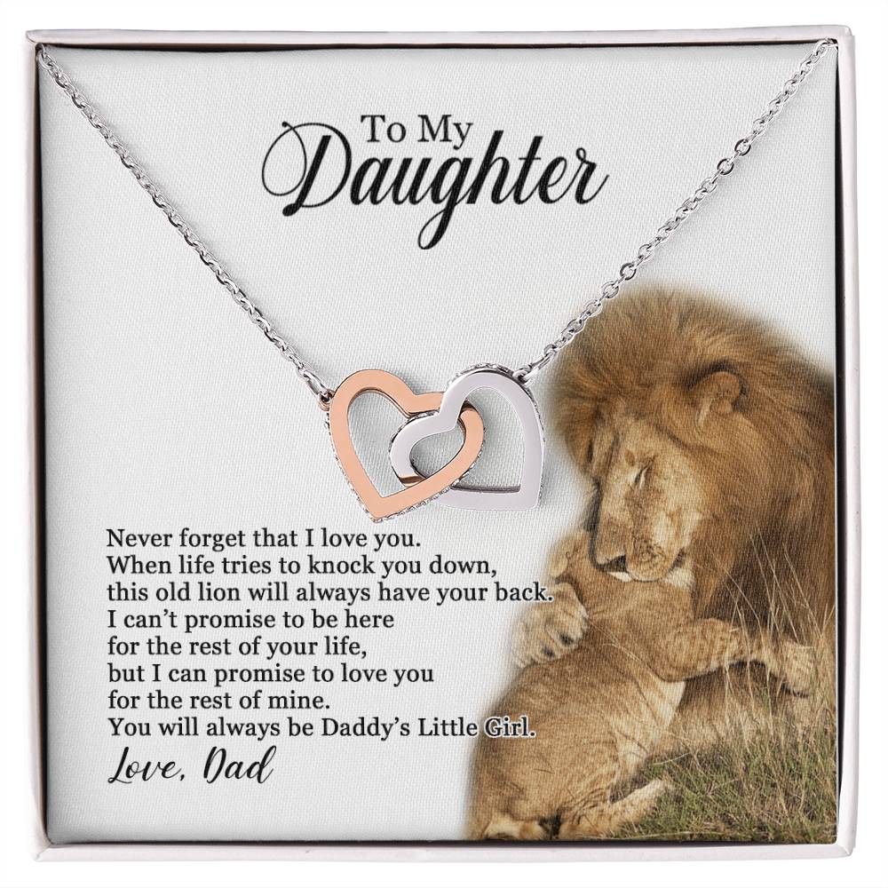 To My Daughter - You Will Always Be Daddy'S Little Girl Interlocking Hearts Necklace