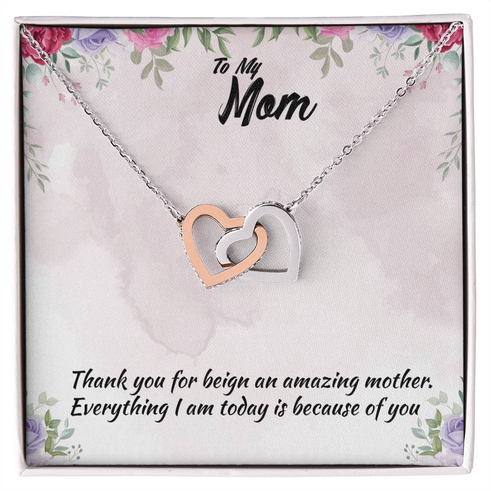 Thank You For Beign An Amazing Mother Interlocking Hearts Necklace