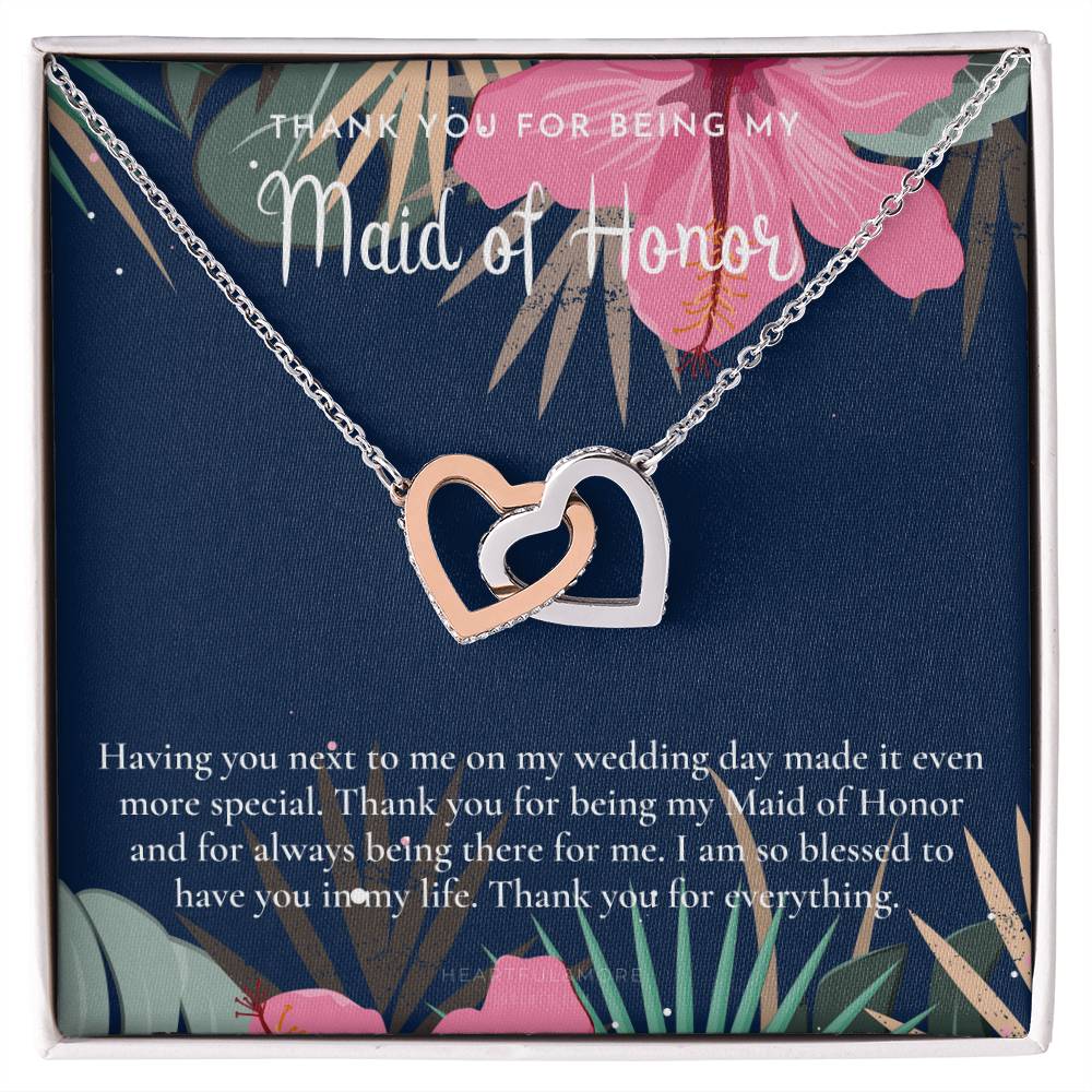 Maid Of Honor Thank You Gift From Bride Bridesmaid Gift Maid Of Honor Gift Necklace Matron Of Honor Gift Thank You Gift From Bride Interlocking Hearts Necklace