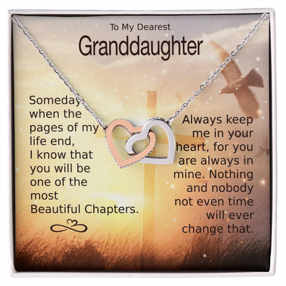 To My Granddaughter – Heart Melt Message Interlocking Heart Necklace💓 Interlocking Hearts Necklace