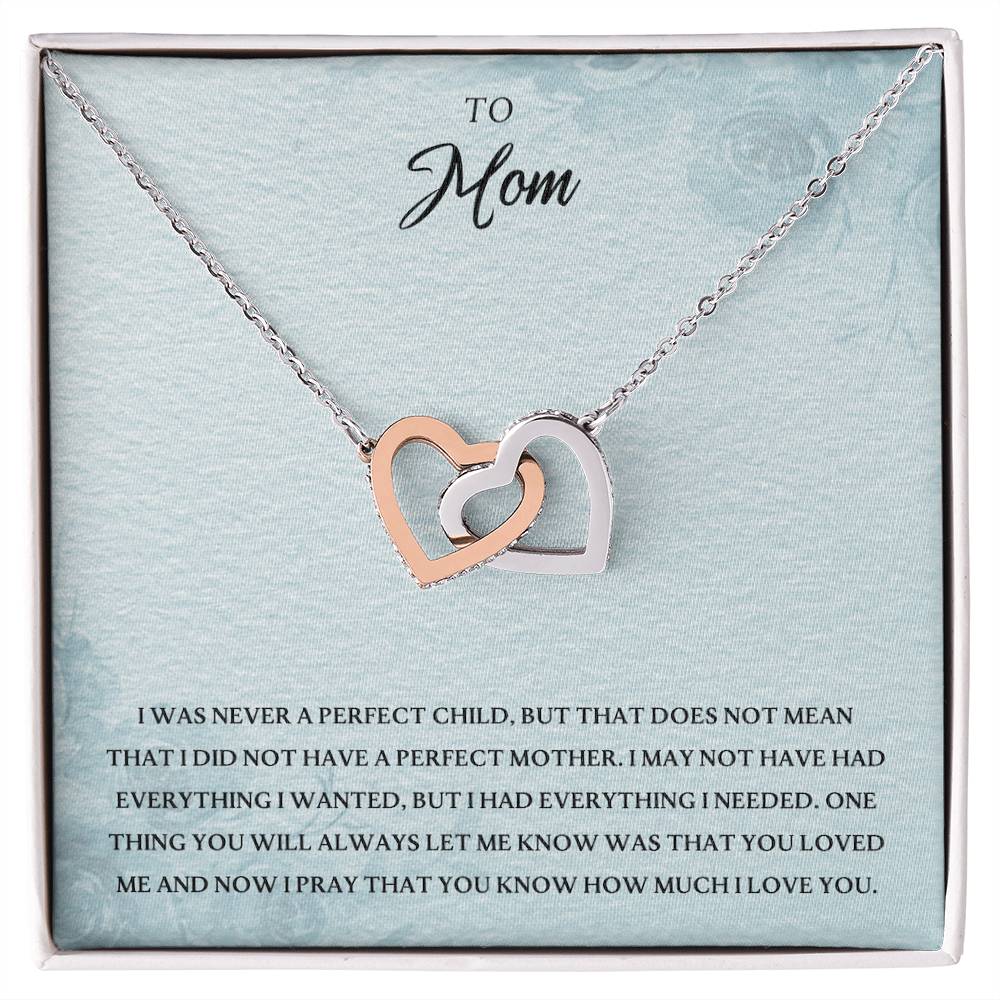 To My Mom Perfect Child Love You Always Interlocking Hearts Necklace