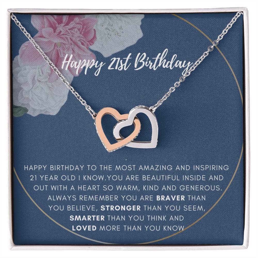 21St Birthday Gift Rose Gold And White Gold Interlocking Hearts Interlocking Hearts Necklace