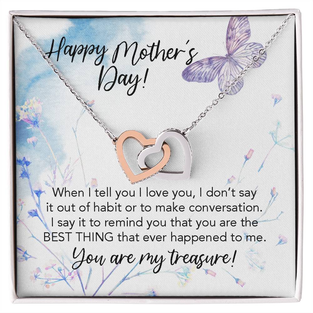 Happy Mother&#39;S Day To My Wife You Are The Best Thing That Ever Happened To Me Our Hearts Are Forever Locked As One Interlocking Hearts Necklace