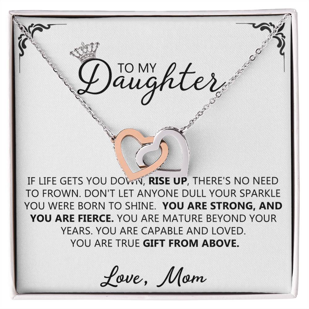 To My Daughter - Unique Interlocking Hearts Binding Necklace Gift Set Interlocking Hearts Necklace