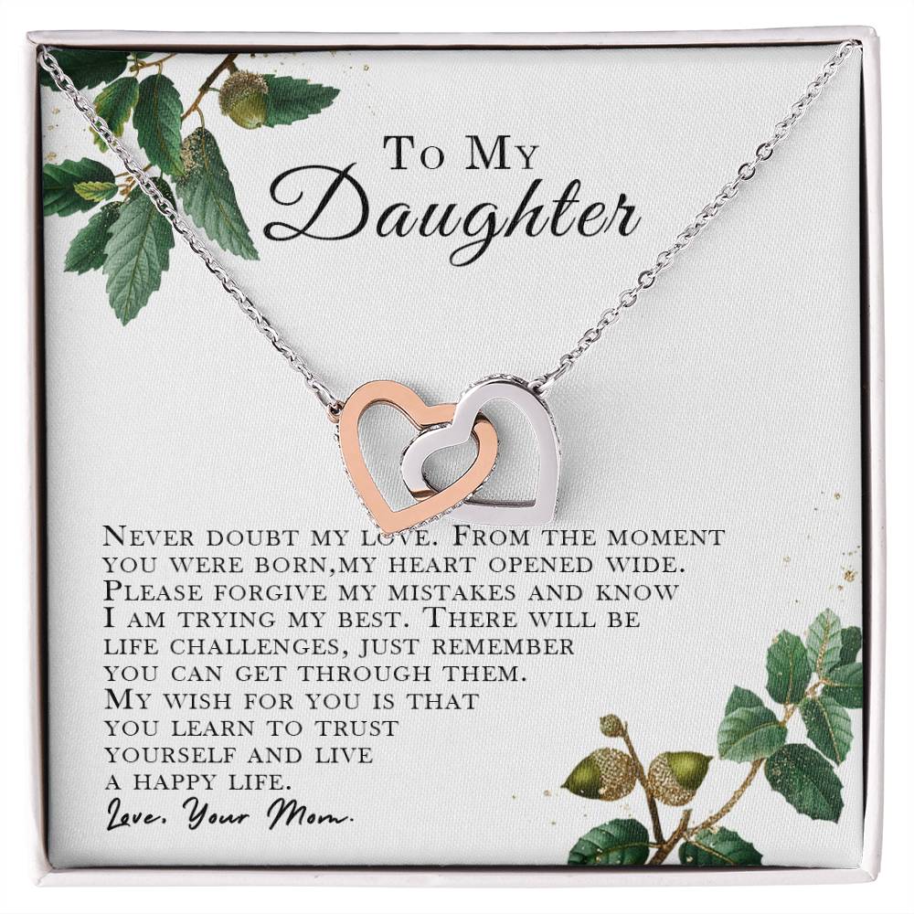 I Will Love You Forever Daughter Gift From Mom. Interlocking Hearts Necklace