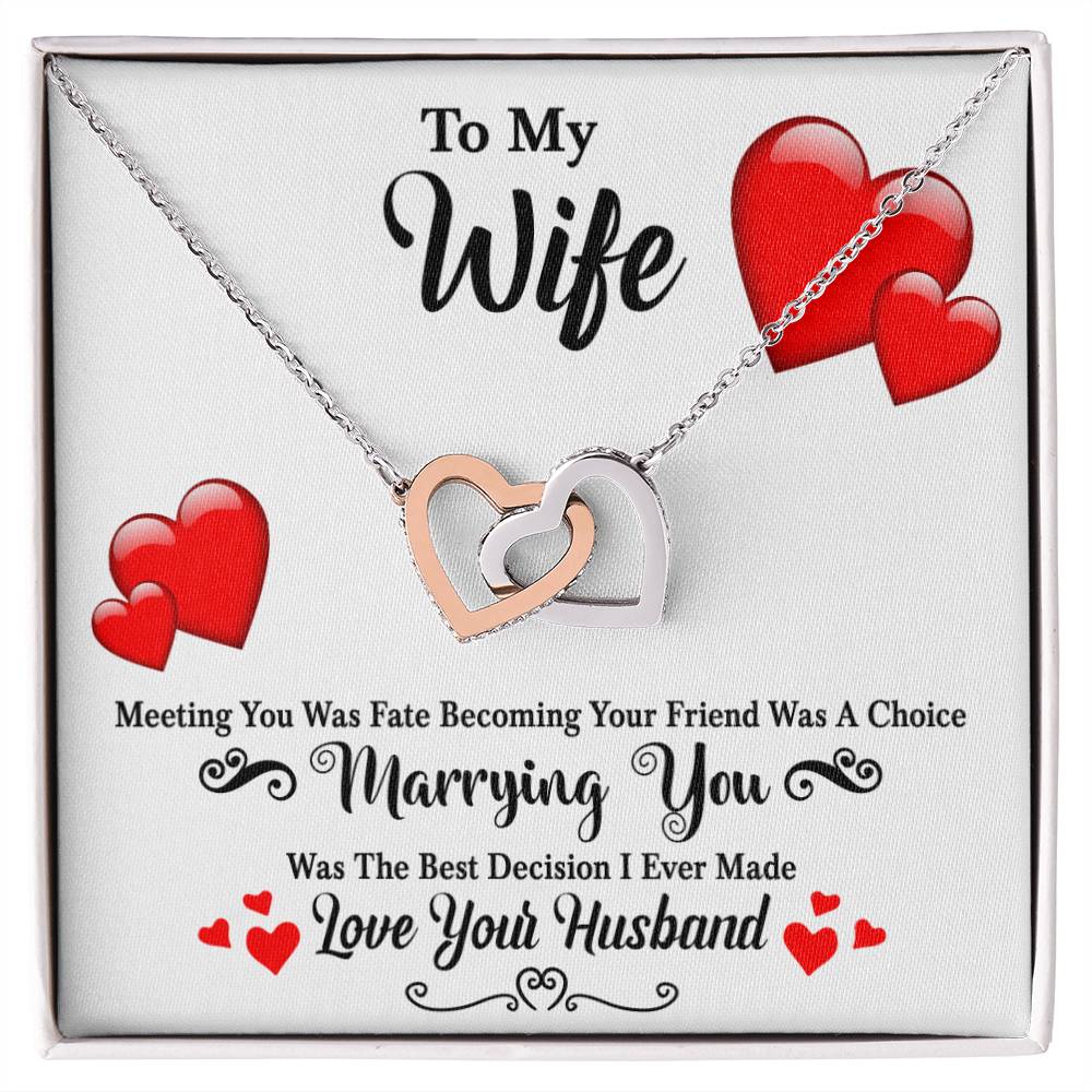 Meeting You Was Fate - Becoming Your Friend Was A Choice - Interlocking Hearts Necklace With Message Card