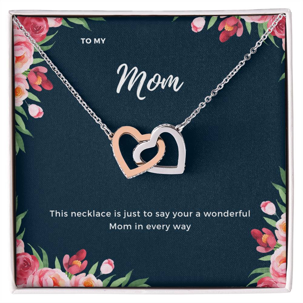 To My Mom Interlocking Necklace Floral Interlocking Hearts Necklace