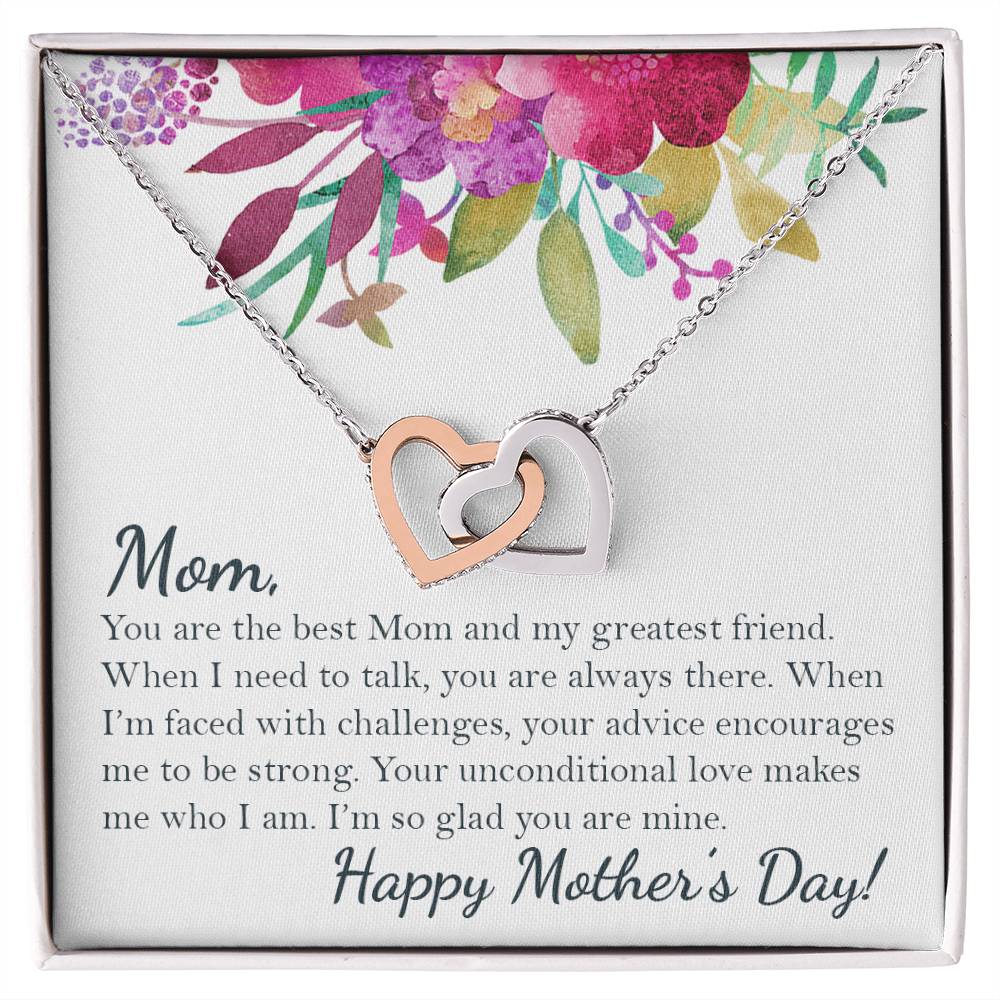 Happy Mother'S Day - To The Best Mom Interlocking Hearts Necklace