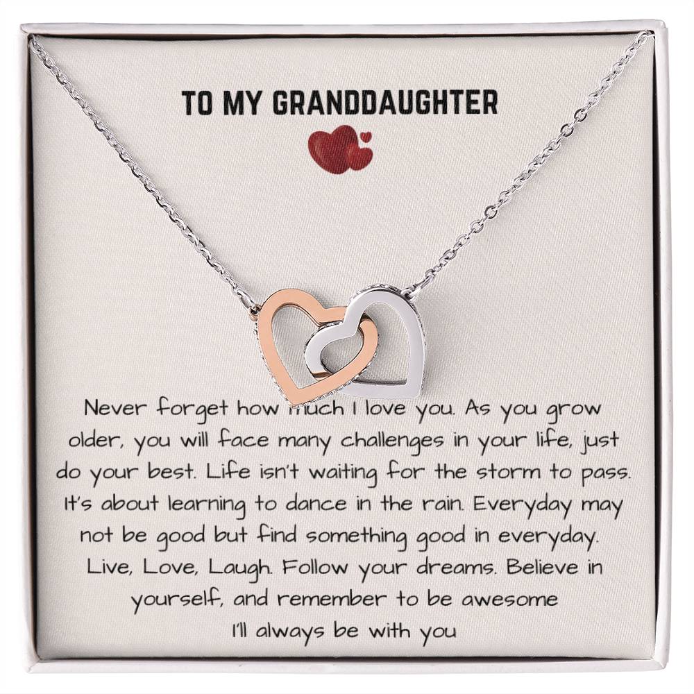 To My Granddaughter - I'Ll Always Be With You - Interlocking Heart Necklace Interlocking Hearts Necklace