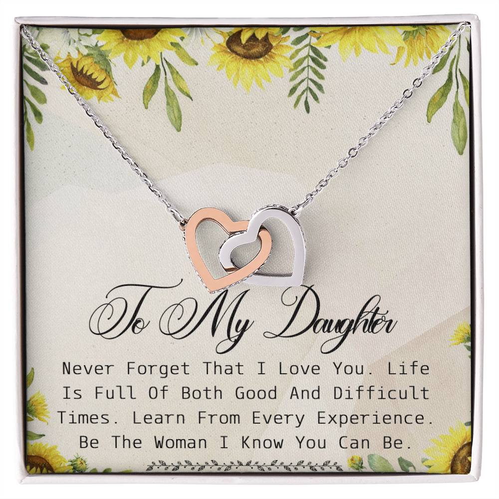 To My Daughter Interlocking Hearts Necklace Message Card