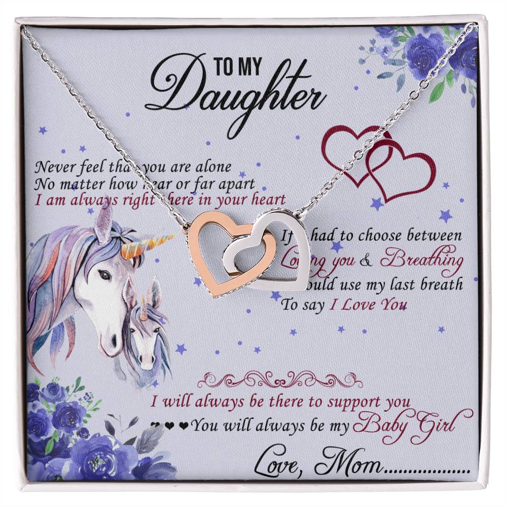 To My Daughter Interlocking Hearts Necklace Message Card