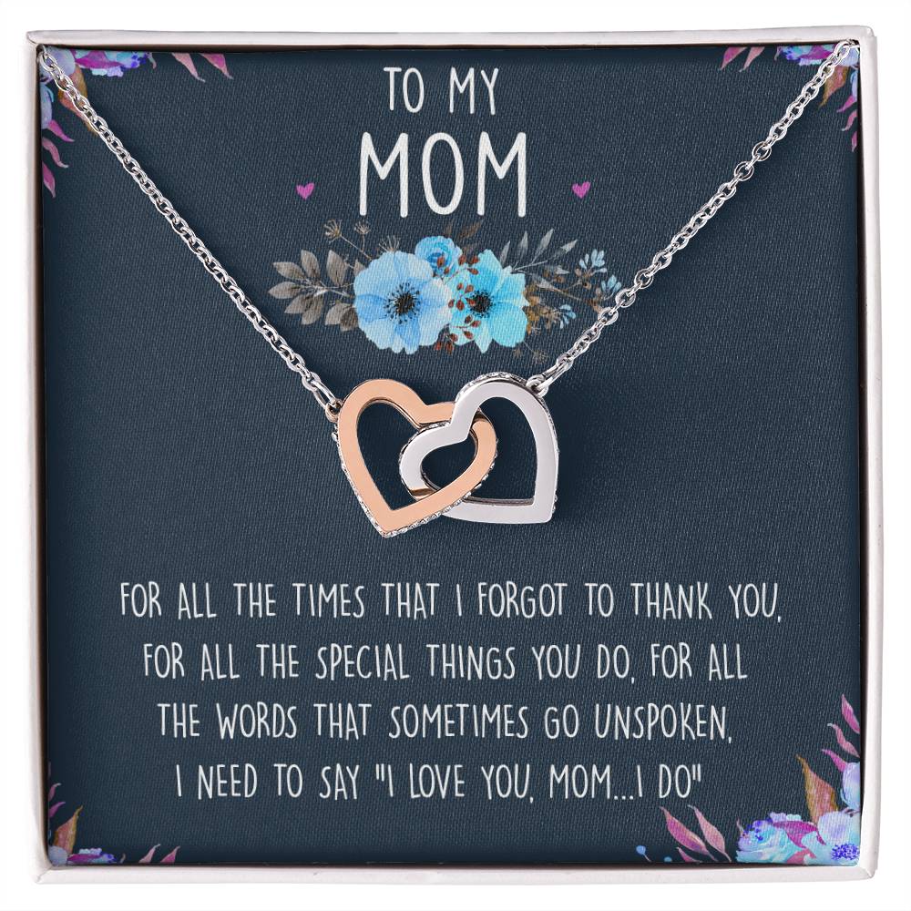 To My Mom Interlocking Hearts Necklace Message Card