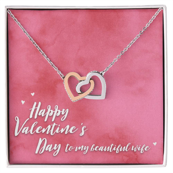 Happy Valentine'S Day Interlocking Hearts Necklace Gift From Husband To Wife Romantic Gift For Spouse